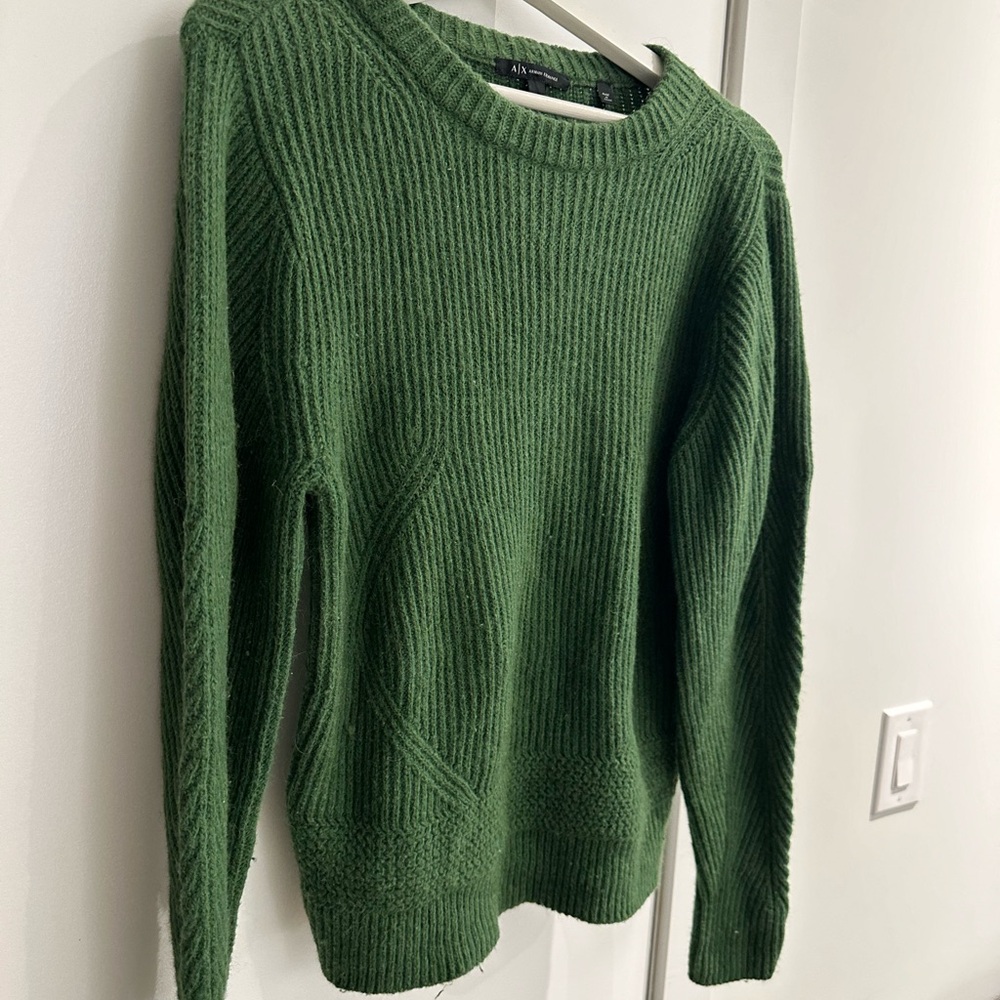 Armani Exchange Wool/cotton blend Green Crewneck Sweater Size M